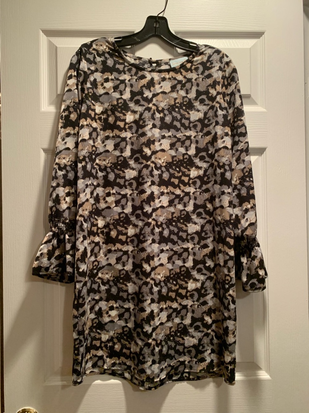 Veronica M Animal Print Shift Dress - Black, Brown, Cream - Size Small